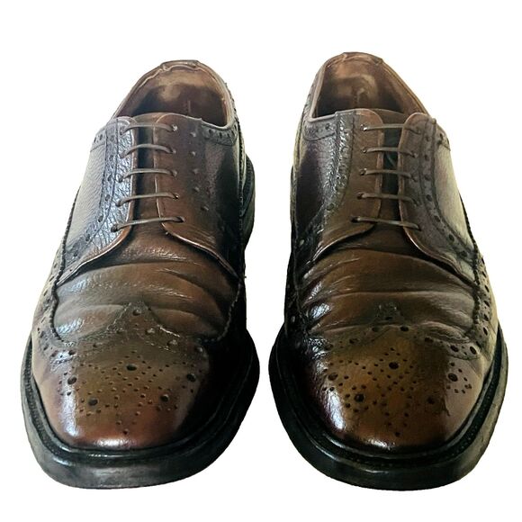 Goodyear Welt Vtg Wingtip Shoes Benchmade 457102 Brogue Derby Brown Leather 11